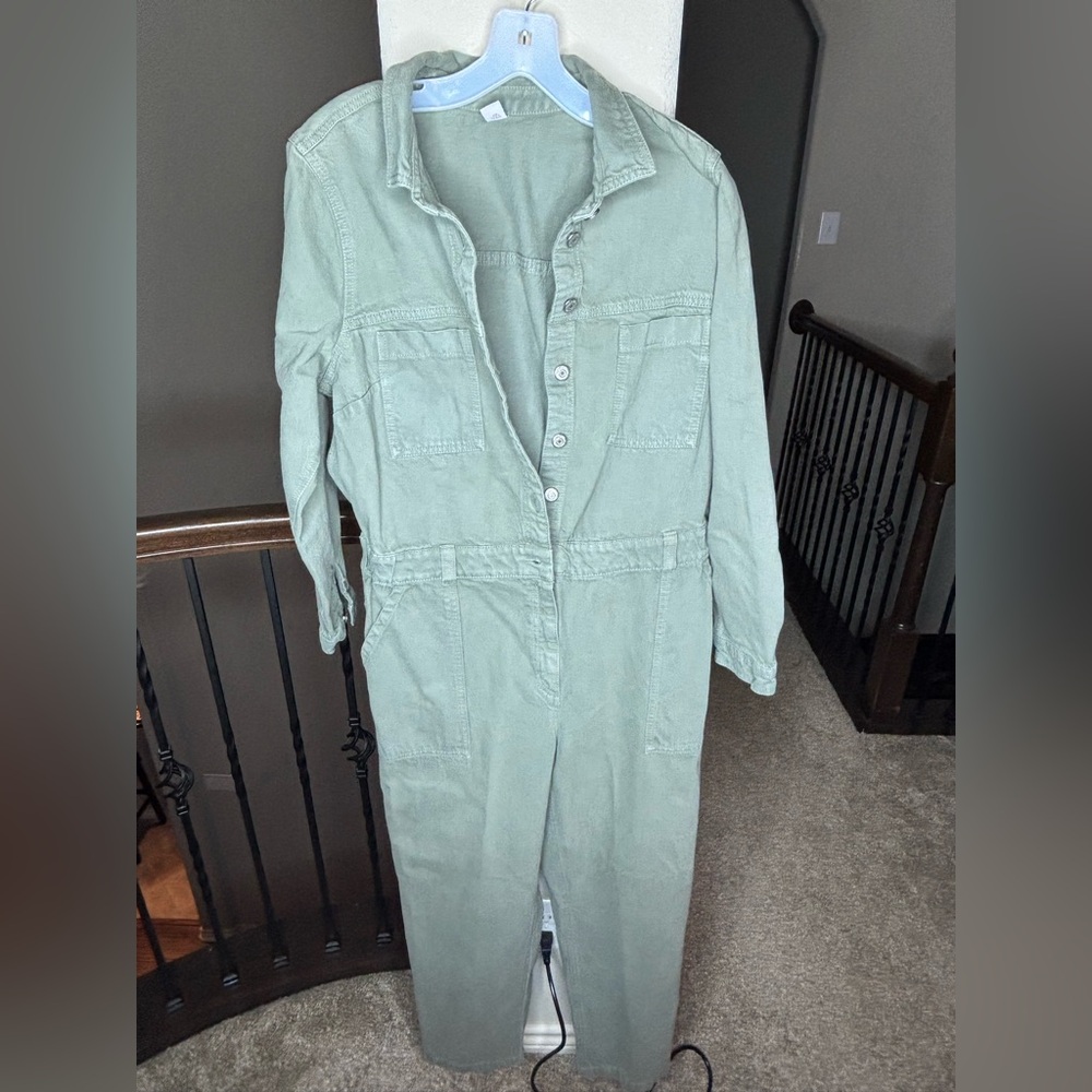 Old Navy Long Sleeve Denim Work Suit Norfolk Pine Size L 100% Cotton